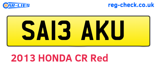 SA13AKU are the vehicle registration plates.