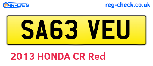 SA63VEU are the vehicle registration plates.