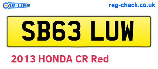 SB63LUW are the vehicle registration plates.