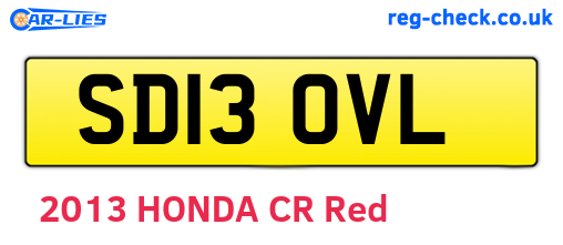 SD13OVL are the vehicle registration plates.