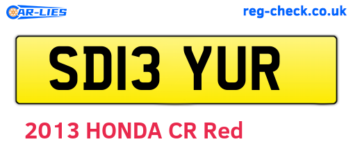 SD13YUR are the vehicle registration plates.