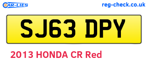 SJ63DPY are the vehicle registration plates.