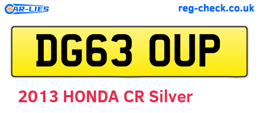 DG63OUP are the vehicle registration plates.