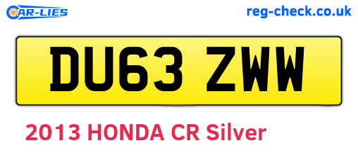 DU63ZWW are the vehicle registration plates.