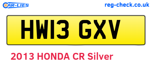 HW13GXV are the vehicle registration plates.
