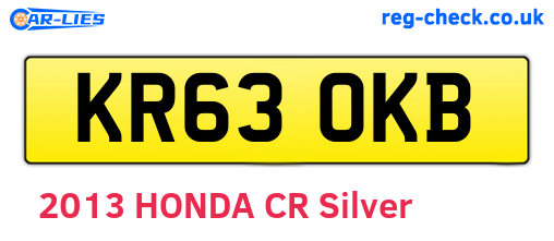 KR63OKB are the vehicle registration plates.
