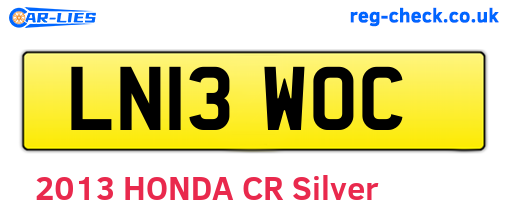 LN13WOC are the vehicle registration plates.
