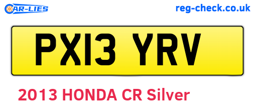 PX13YRV are the vehicle registration plates.