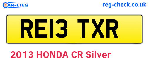 RE13TXR are the vehicle registration plates.