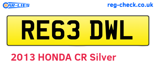 RE63DWL are the vehicle registration plates.