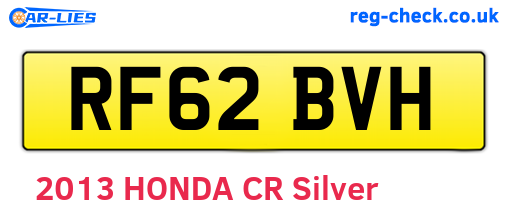 RF62BVH are the vehicle registration plates.