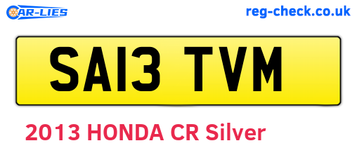 SA13TVM are the vehicle registration plates.