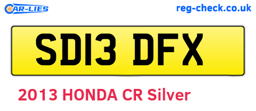 SD13DFX are the vehicle registration plates.