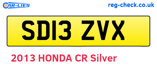 SD13ZVX are the vehicle registration plates.