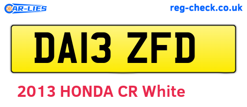 DA13ZFD are the vehicle registration plates.