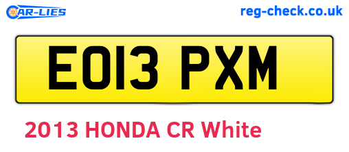 EO13PXM are the vehicle registration plates.