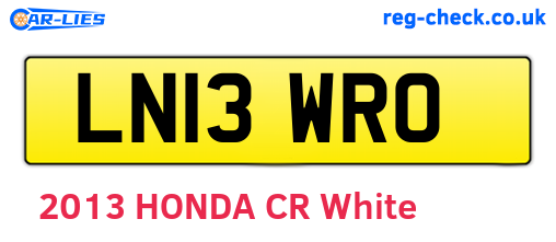 LN13WRO are the vehicle registration plates.