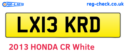 LX13KRD are the vehicle registration plates.