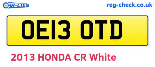 OE13OTD are the vehicle registration plates.