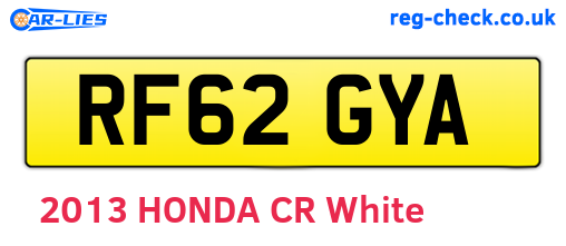 RF62GYA are the vehicle registration plates.