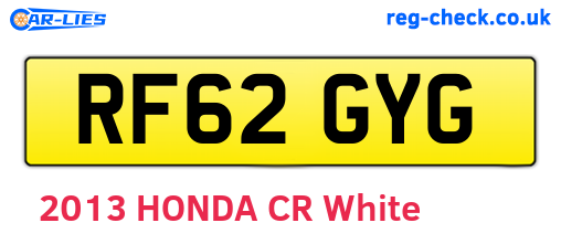 RF62GYG are the vehicle registration plates.