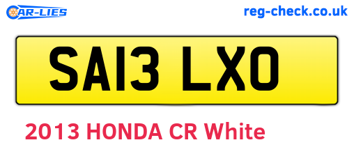 SA13LXO are the vehicle registration plates.