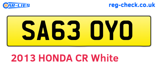 SA63OYO are the vehicle registration plates.