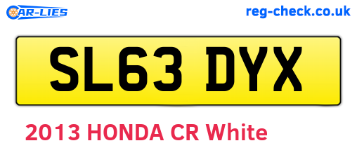 SL63DYX are the vehicle registration plates.
