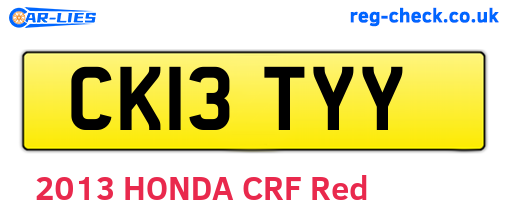 CK13TYY are the vehicle registration plates.