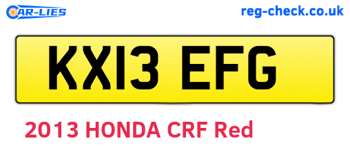 KX13EFG are the vehicle registration plates.