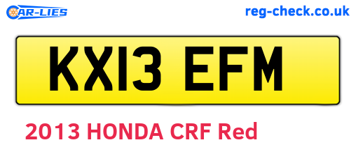 KX13EFM are the vehicle registration plates.