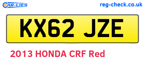 KX62JZE are the vehicle registration plates.