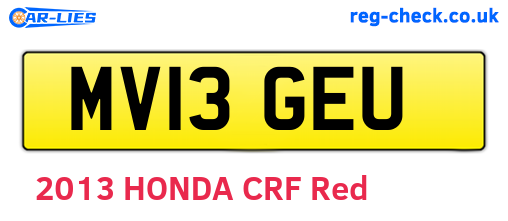 MV13GEU are the vehicle registration plates.