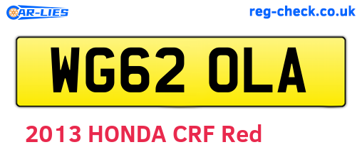 WG62OLA are the vehicle registration plates.