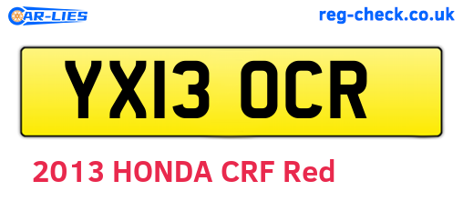 YX13OCR are the vehicle registration plates.