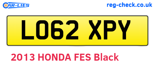 LO62XPY are the vehicle registration plates.