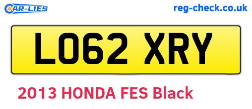 LO62XRY are the vehicle registration plates.