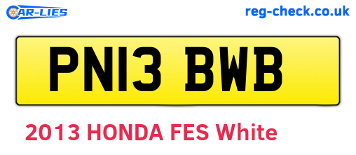 PN13BWB are the vehicle registration plates.