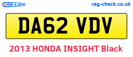 DA62VDV are the vehicle registration plates.