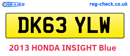 DK63YLW are the vehicle registration plates.