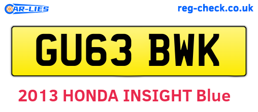 GU63BWK are the vehicle registration plates.
