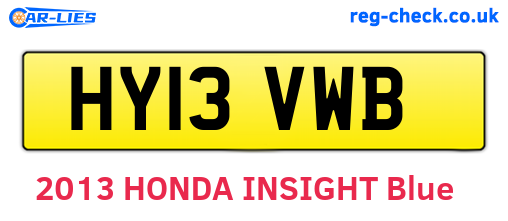 HY13VWB are the vehicle registration plates.