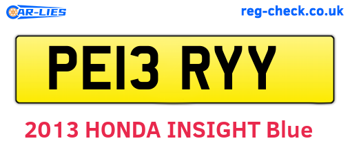 PE13RYY are the vehicle registration plates.