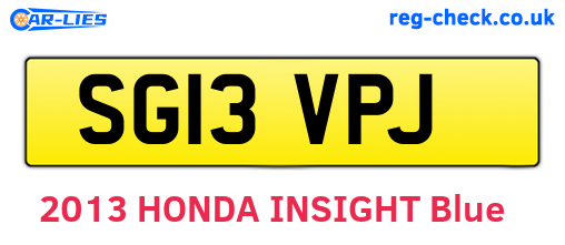 SG13VPJ are the vehicle registration plates.