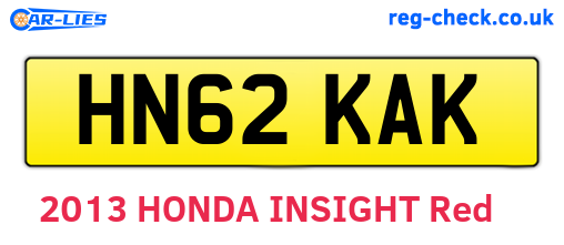 HN62KAK are the vehicle registration plates.
