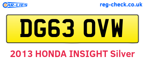 DG63OVW are the vehicle registration plates.