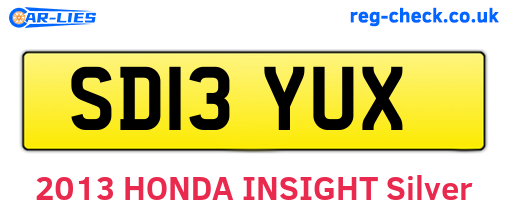 SD13YUX are the vehicle registration plates.