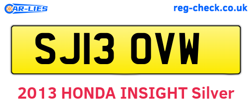 SJ13OVW are the vehicle registration plates.