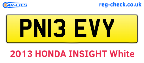 PN13EVY are the vehicle registration plates.