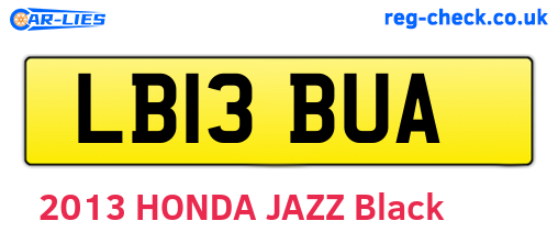 LB13BUA are the vehicle registration plates.